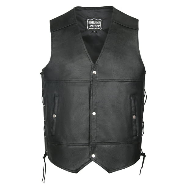 Xelement 1201 Mens Black Leather Motorcycle Vest 